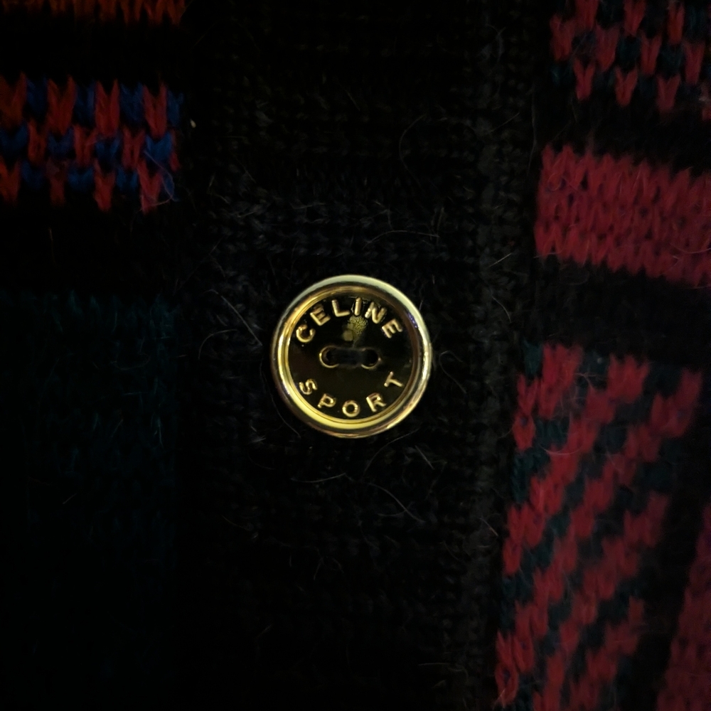 Vintage Celine Paris Plaid Long Cardigan - Picture 5 of 9